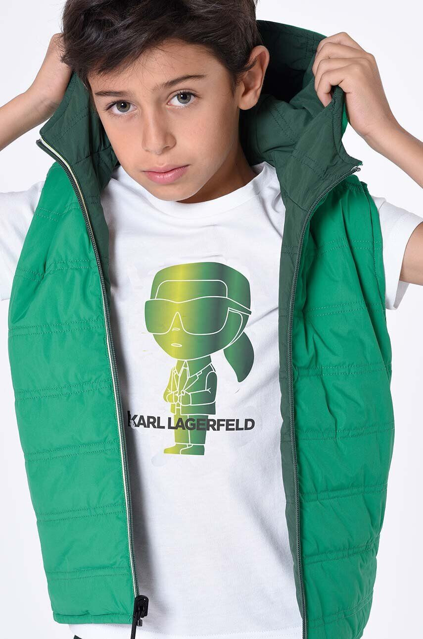 Karl Lagerfeld tricou de bumbac pentru copii culoarea alb cu imprimeu - Pled.ro