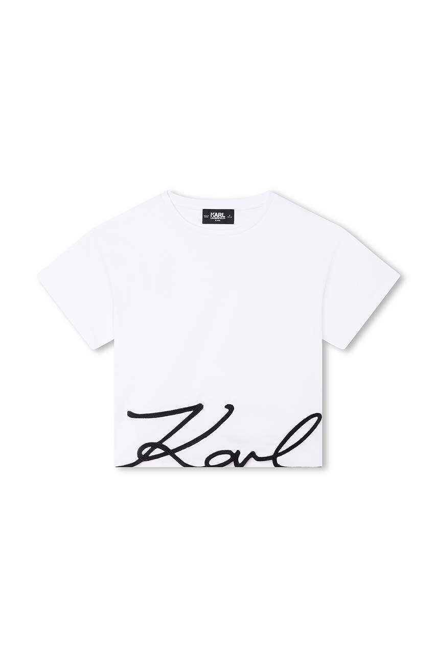 Karl Lagerfeld tricou de bumbac pentru copii culoarea alb cu imprimeu - Pled.ro