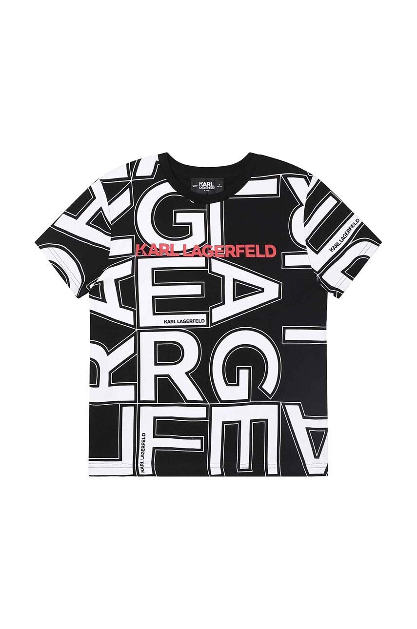 Karl Lagerfeld tricou de bumbac pentru copii culoarea negru modelator - Pled.ro