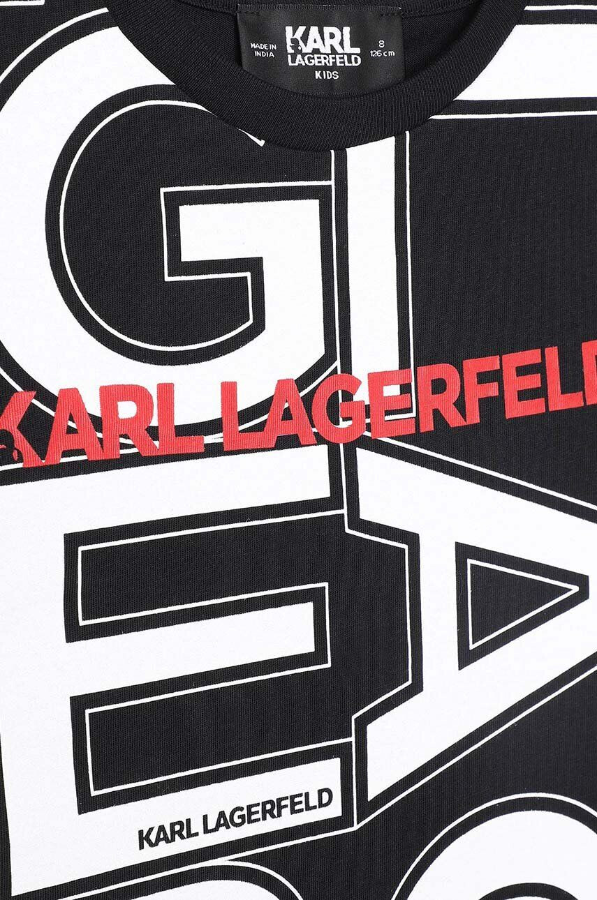 Karl Lagerfeld tricou de bumbac pentru copii culoarea negru modelator - Pled.ro