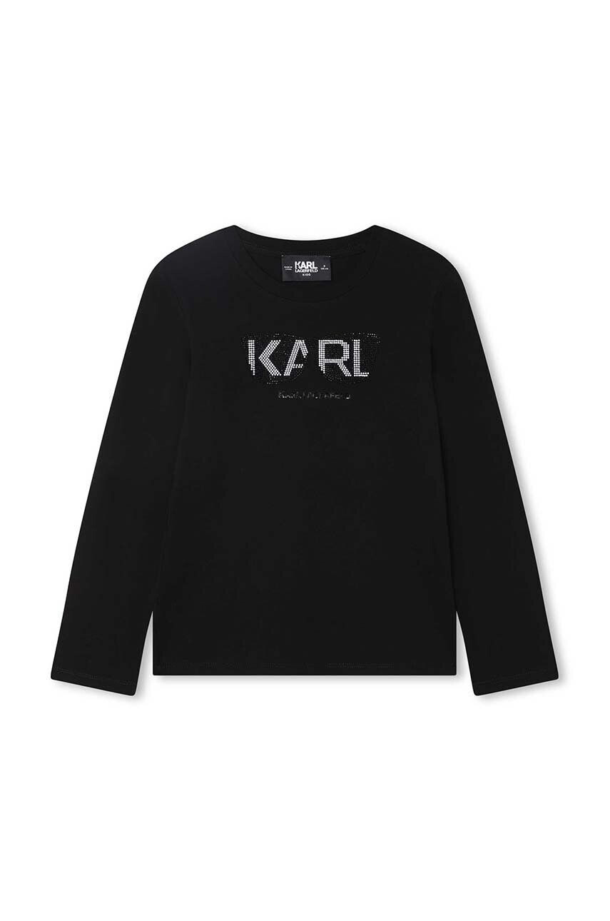 Karl Lagerfeld tricou de bumbac pentru copii culoarea negru cu imprimeu - Pled.ro