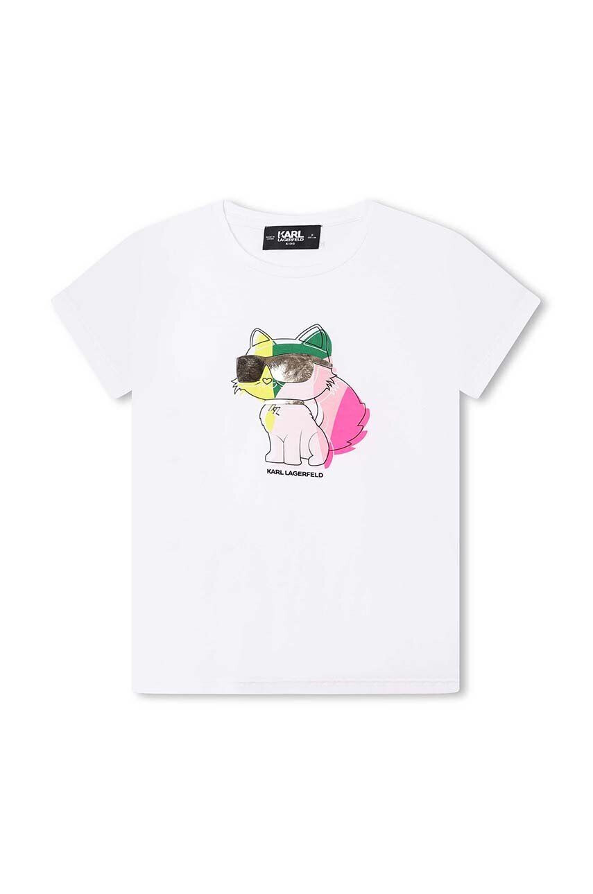 Karl Lagerfeld tricou de bumbac pentru copii culoarea alb cu imprimeu - Pled.ro