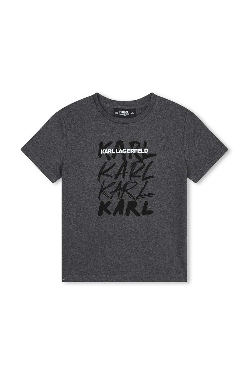 Karl Lagerfeld tricou de bumbac pentru copii culoarea gri cu imprimeu - Pled.ro