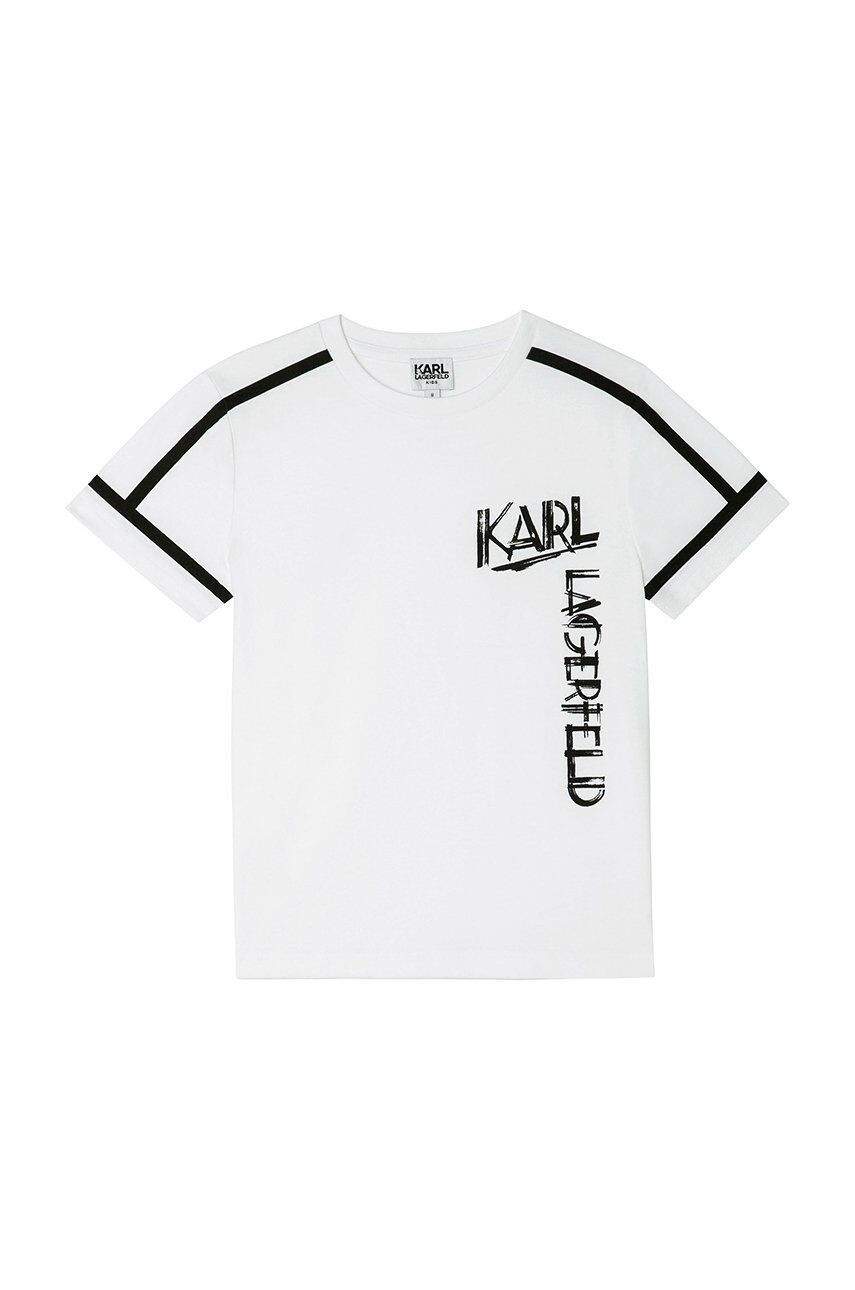 Karl Lagerfeld tricou de bumbac pentru copii culoarea alb cu imprimeu - Pled.ro