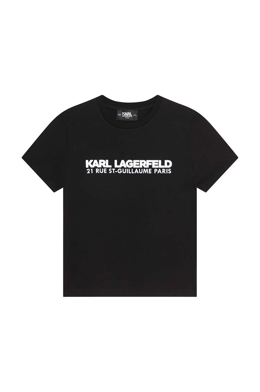 Karl Lagerfeld tricou de bumbac pentru copii culoarea verde modelator - Pled.ro