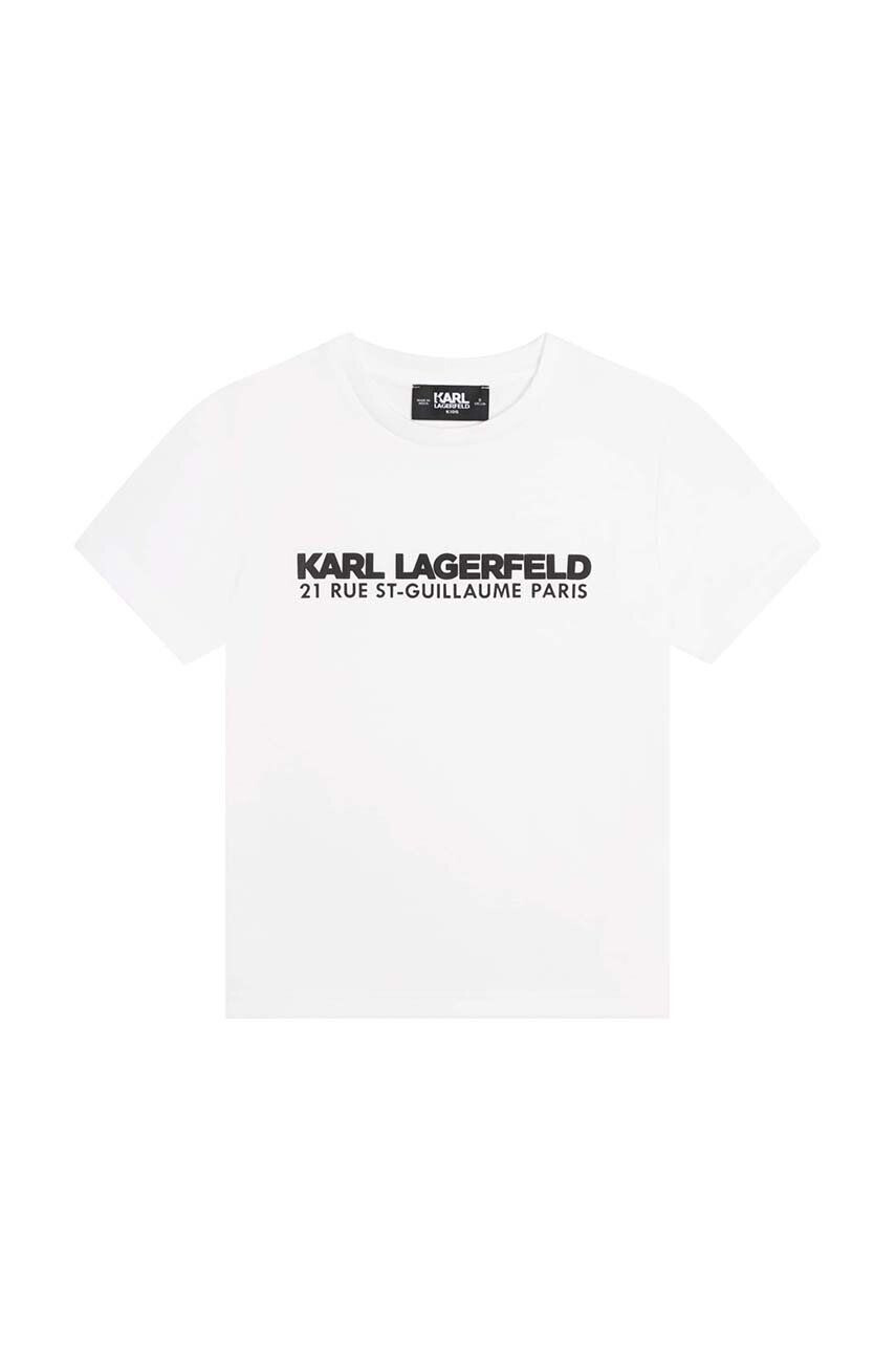 Karl Lagerfeld tricou de bumbac pentru copii culoarea verde modelator - Pled.ro