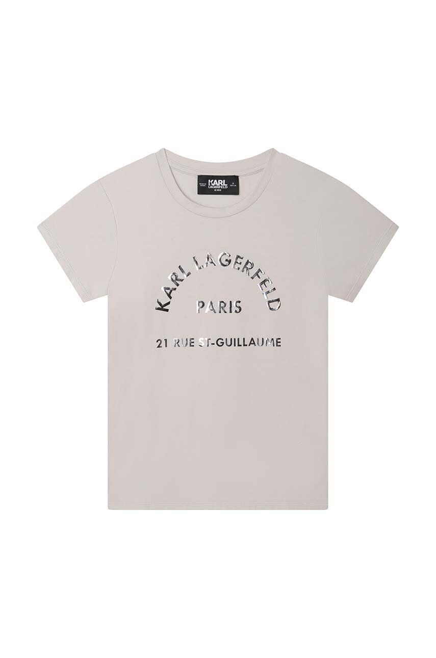 Karl Lagerfeld tricou de bumbac pentru copii culoarea bej - Pled.ro