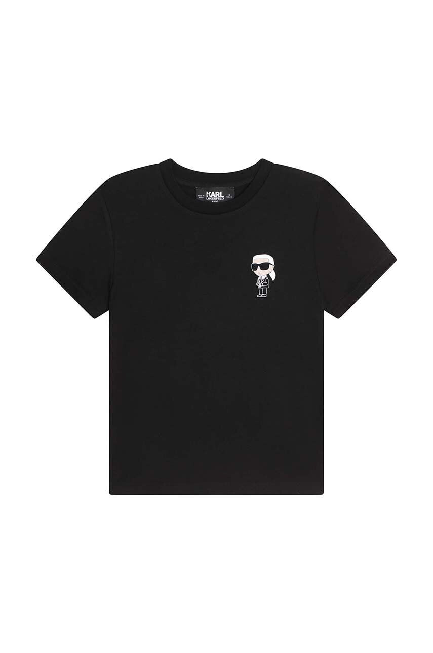 Karl Lagerfeld tricou de bumbac pentru copii culoarea negru cu imprimeu - Pled.ro