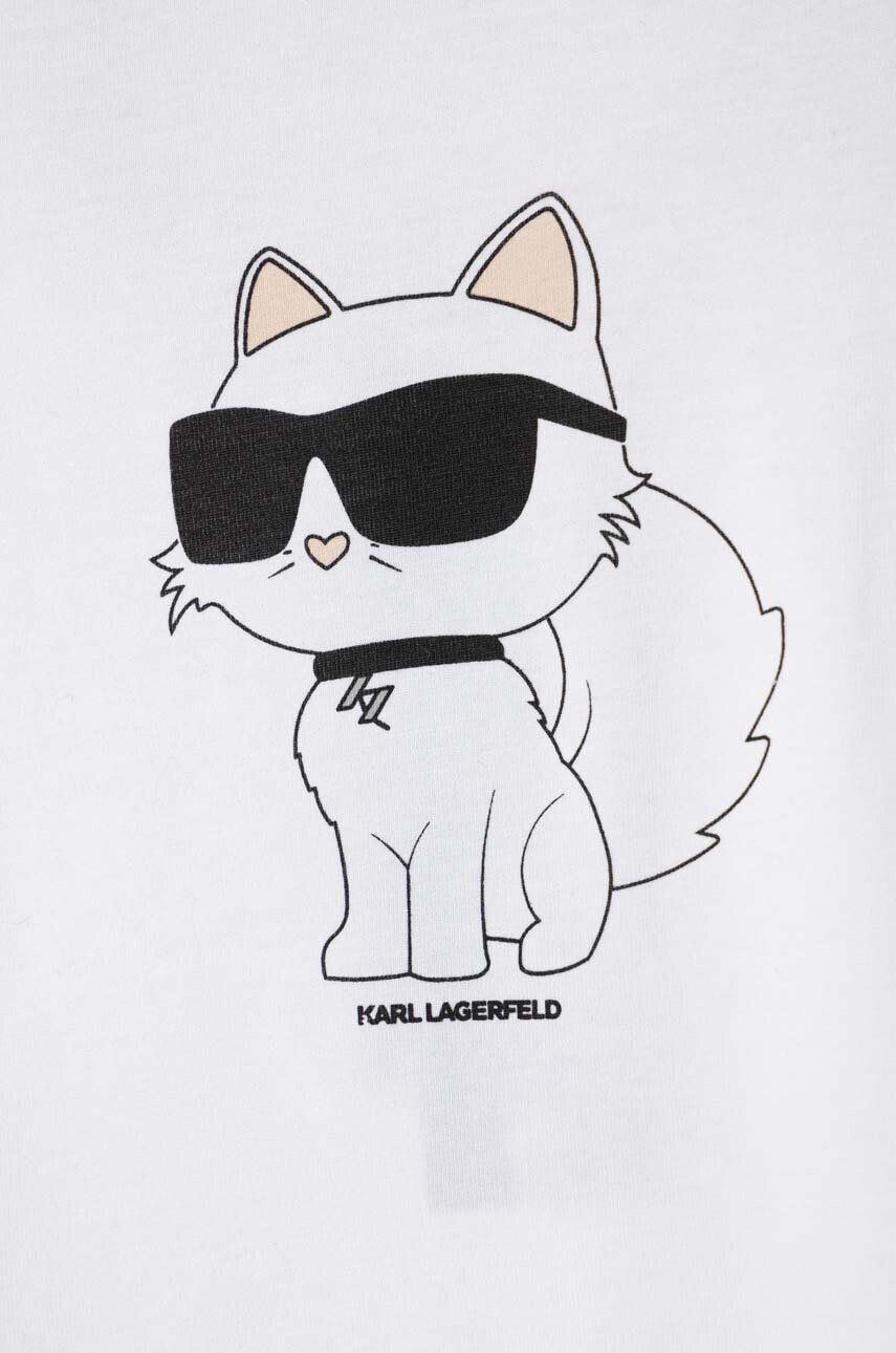 Karl Lagerfeld tricou de bumbac pentru copii culoarea alb cu imprimeu - Pled.ro