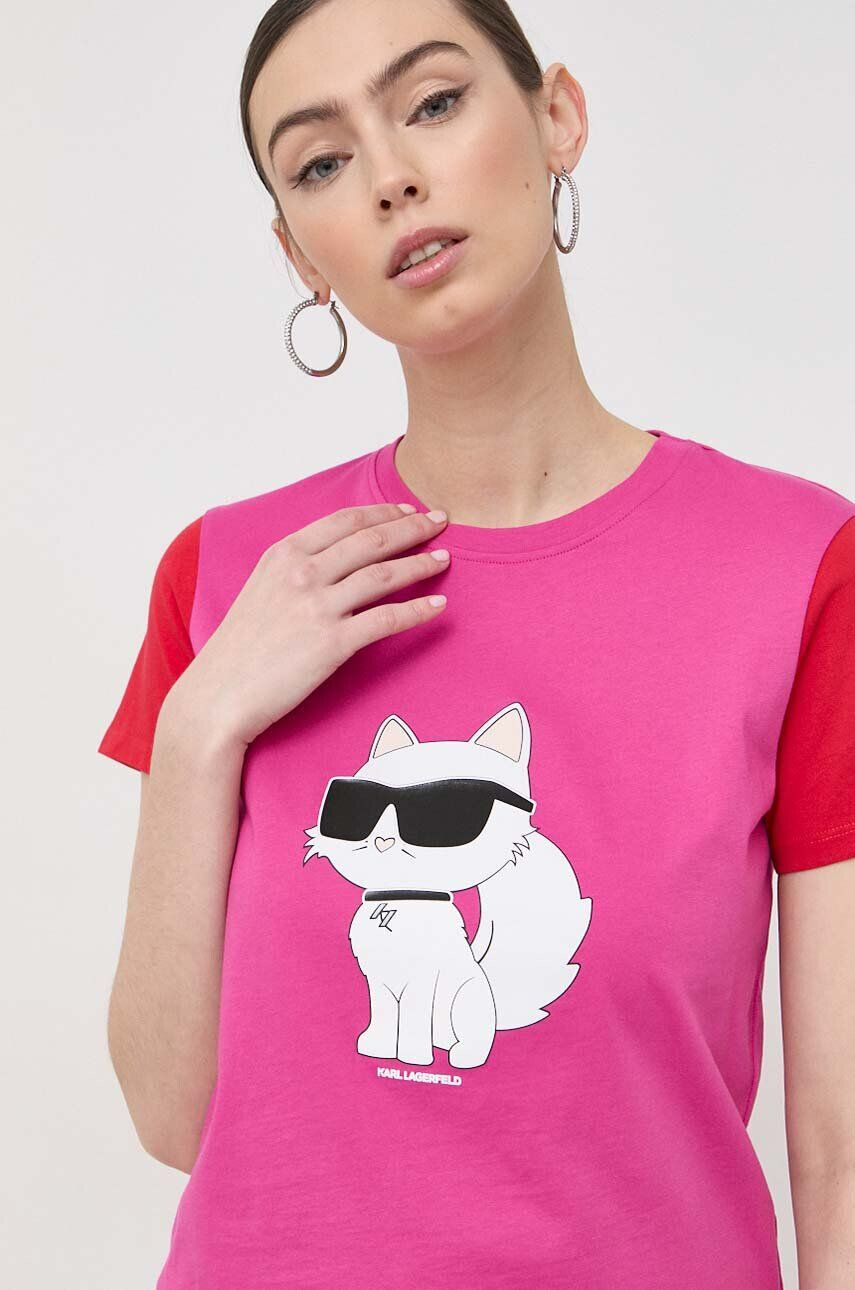 Karl Lagerfeld tricou din bumbac culoarea verde cu imprimeu - Pled.ro