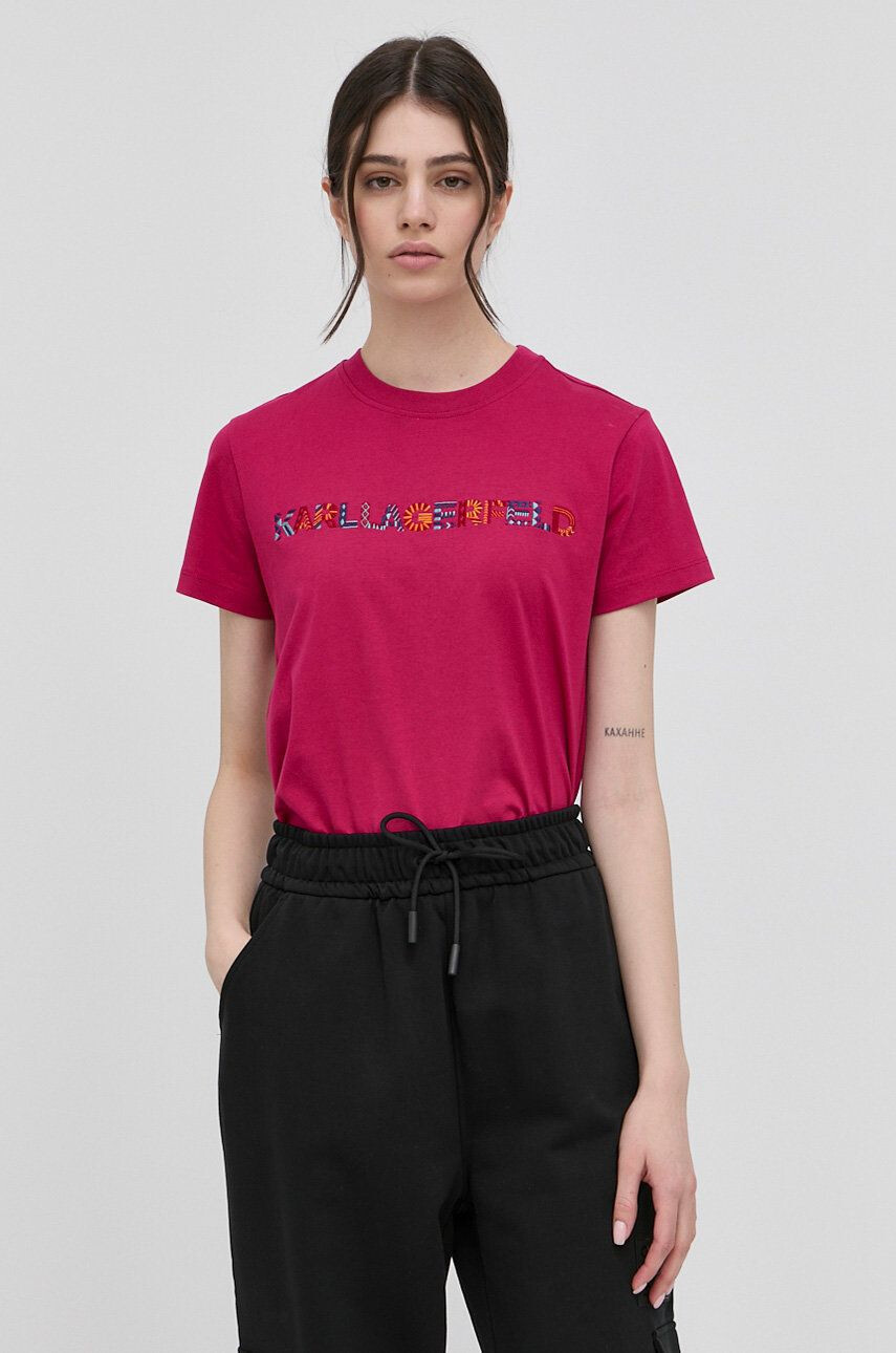 Karl Lagerfeld tricou din bumbac culoarea negru cu imprimeu - Pled.ro