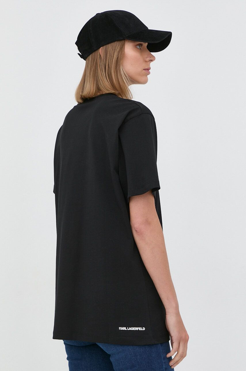 Karl Lagerfeld tricou din bumbac culoarea negru cu imprimeu - Pled.ro