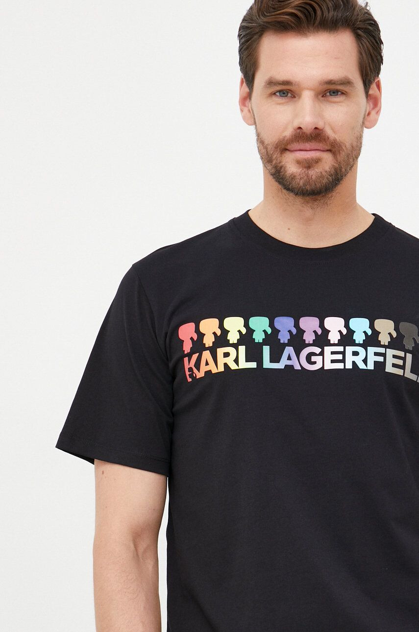 Karl Lagerfeld tricou din bumbac culoarea negru cu imprimeu - Pled.ro