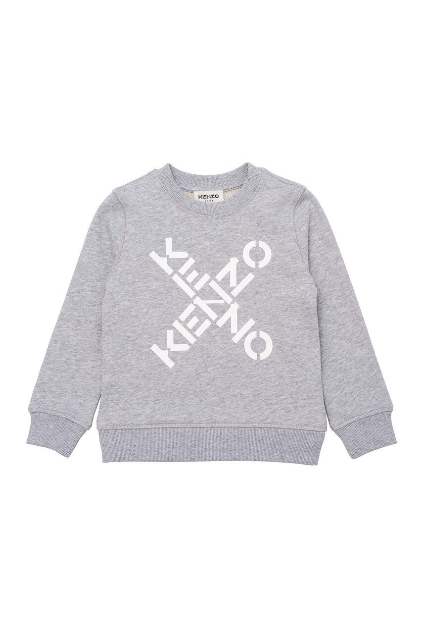 Kenzo kids Hanorac de bumbac pentru copii culoarea gri cu imprimeu - Pled.ro