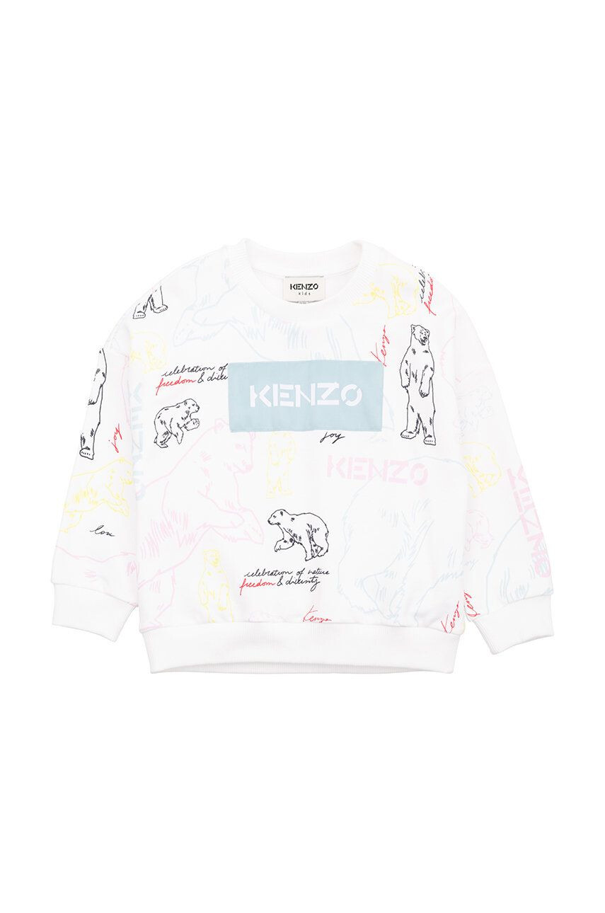 Kenzo kids hanorac de bumbac pentru copii culoarea alb modelator - Pled.ro