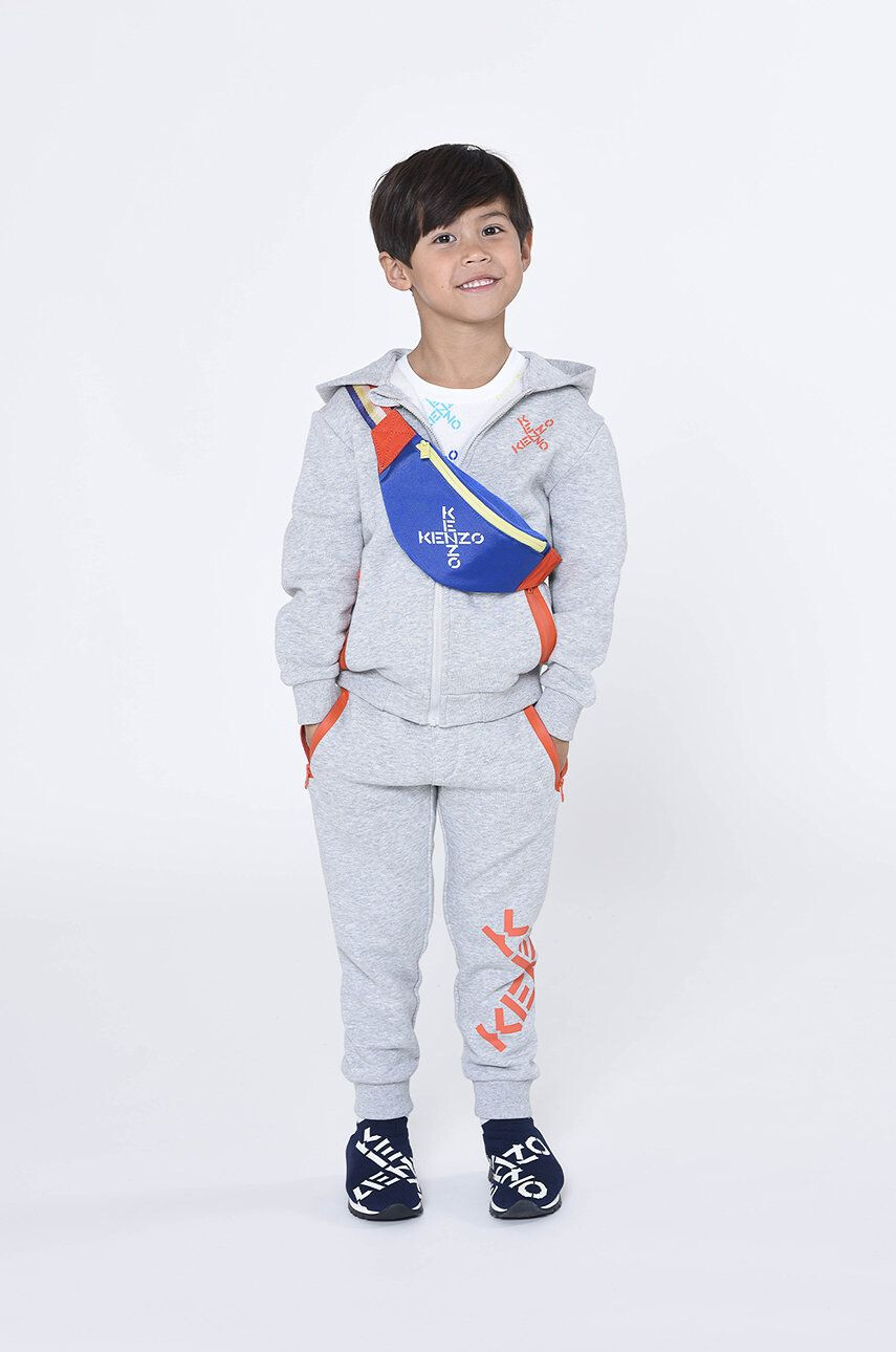 Kenzo kids hanorac de bumbac pentru copii culoarea gri cu imprimeu - Pled.ro