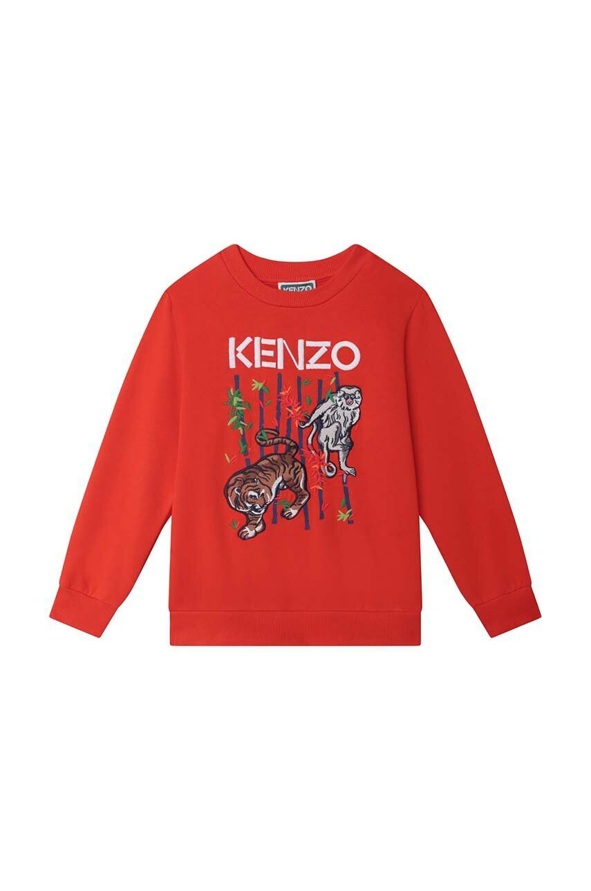 Kenzo kids hanorac de bumbac pentru copii culoarea rosu cu imprimeu - Pled.ro