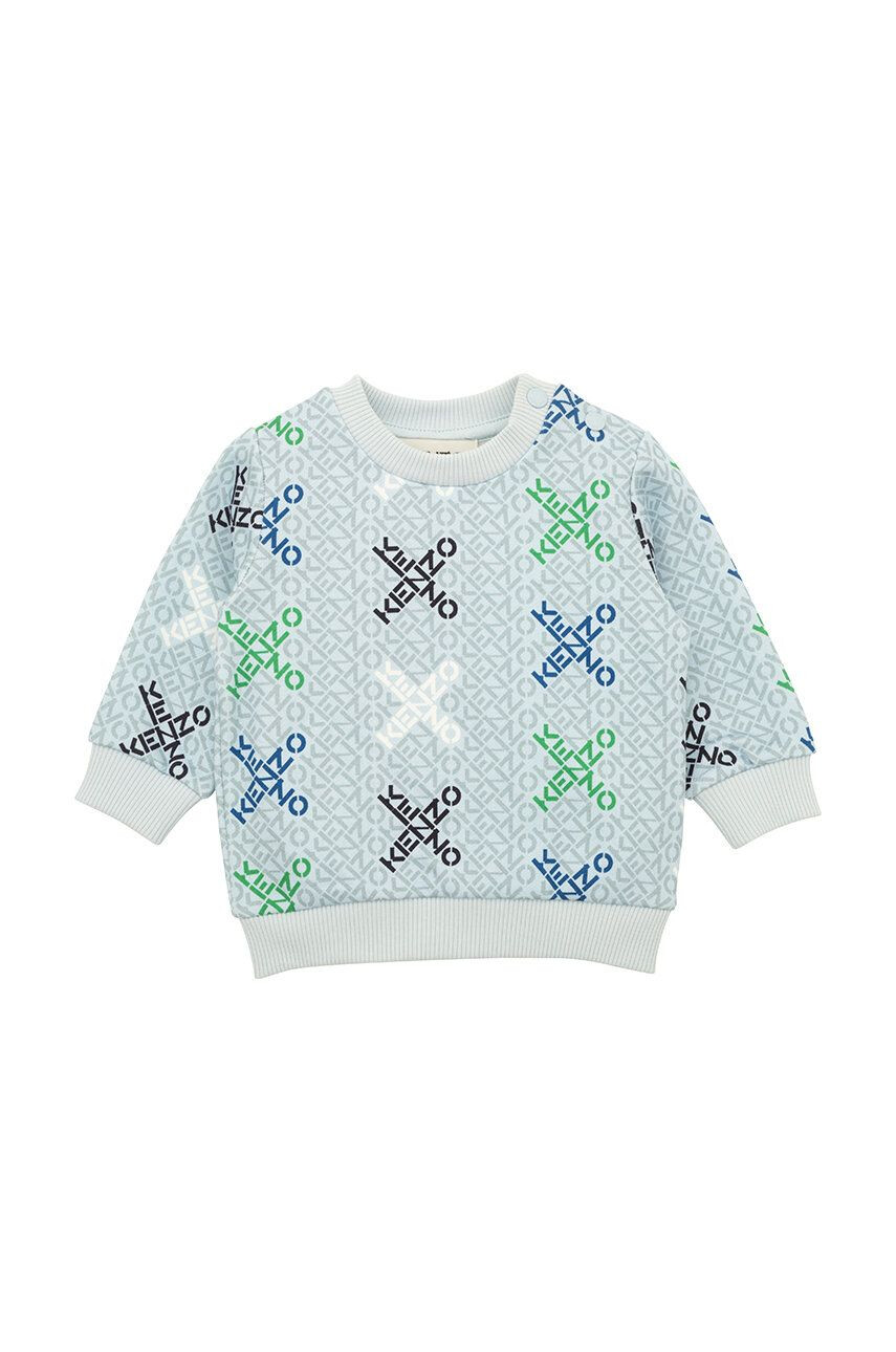 Kenzo kids hanorac de bumbac pentru copii culoarea albastru marin cu glugă cu imprimeu - Pled.ro