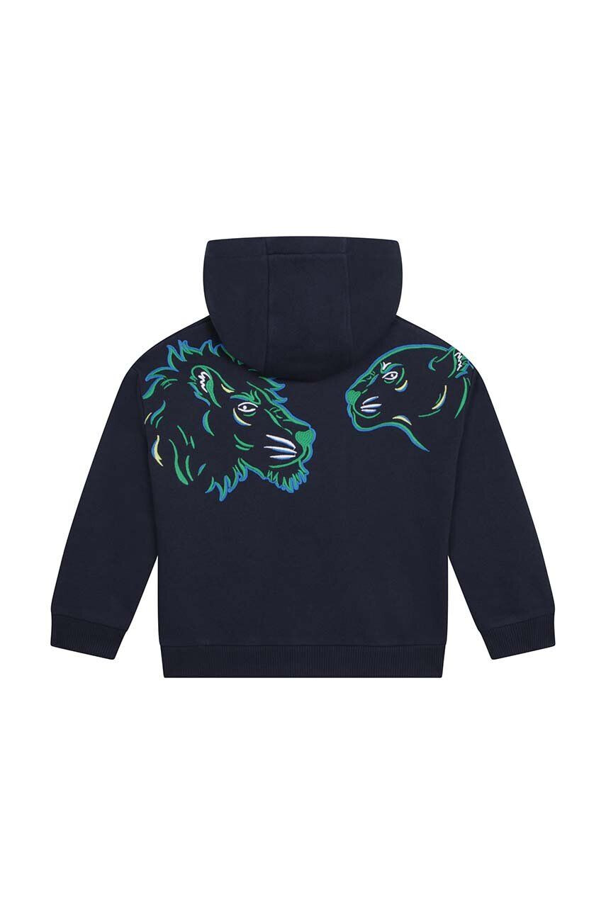 Kenzo kids hanorac de bumbac pentru copii culoarea albastru marin cu glugă cu imprimeu - Pled.ro