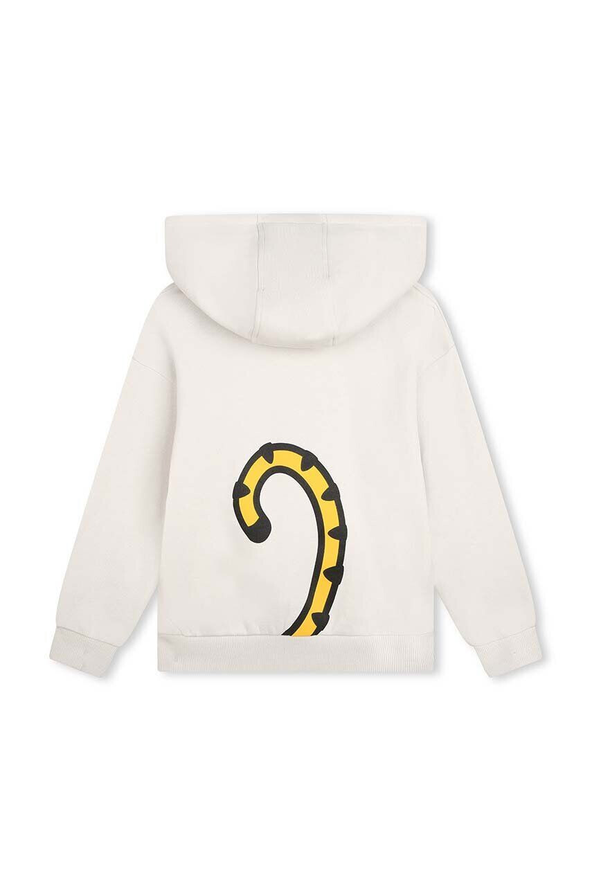 Kenzo kids hanorac de bumbac pentru copii culoarea bej cu glugă cu imprimeu - Pled.ro