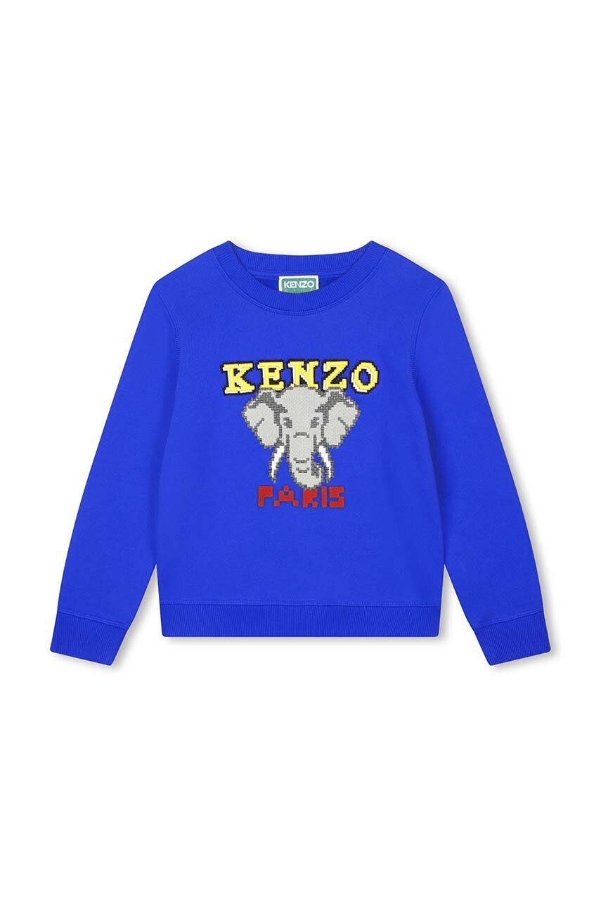 Kenzo kids hanorac de bumbac pentru copii culoarea albastru marin cu imprimeu - Pled.ro