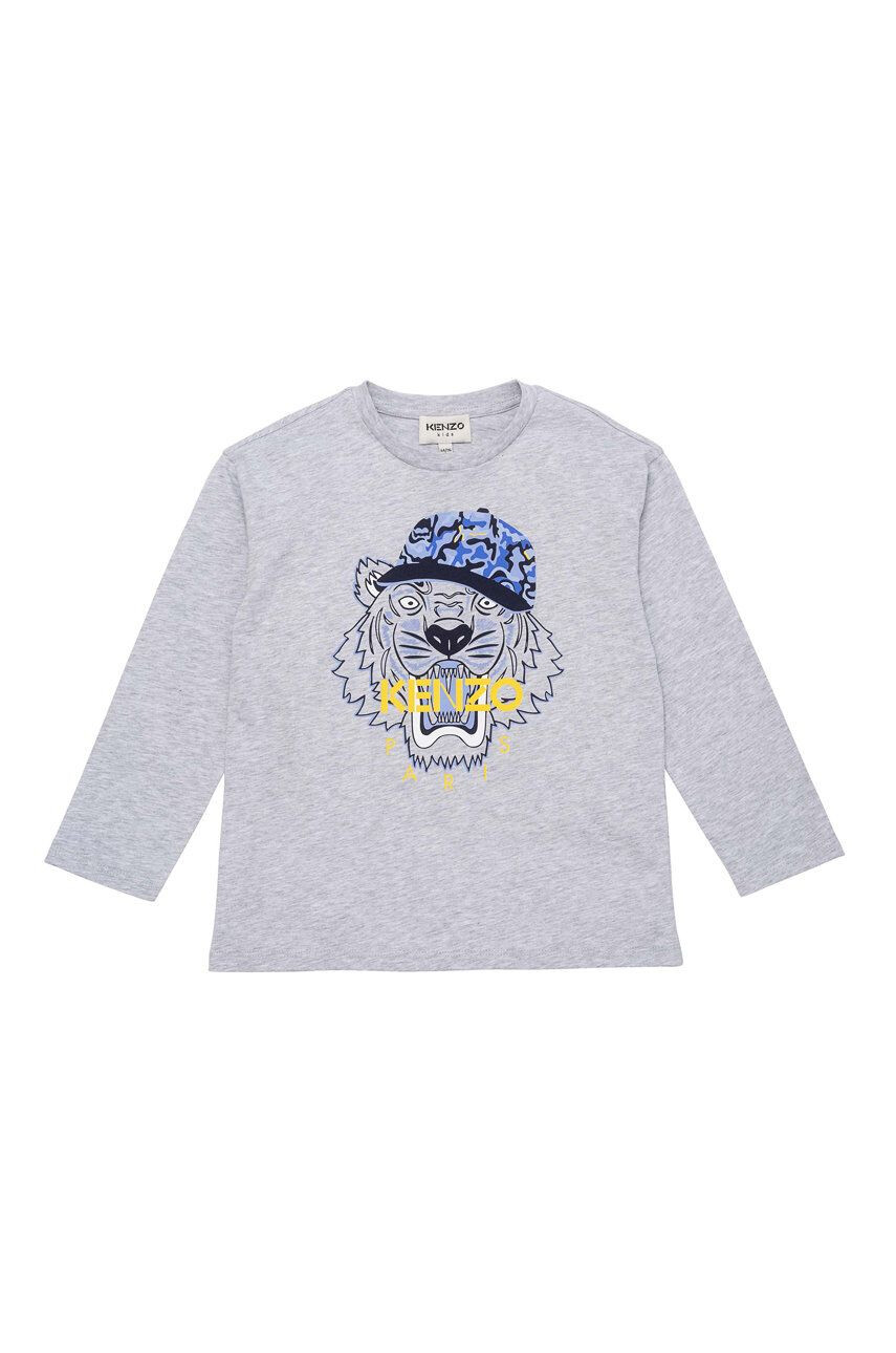 Kenzo kids Longsleeve copii culoarea gri cu imprimeu - Pled.ro