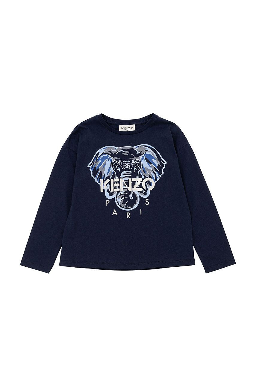 Kenzo kids Longsleeve copii culoarea albastru marin - Pled.ro