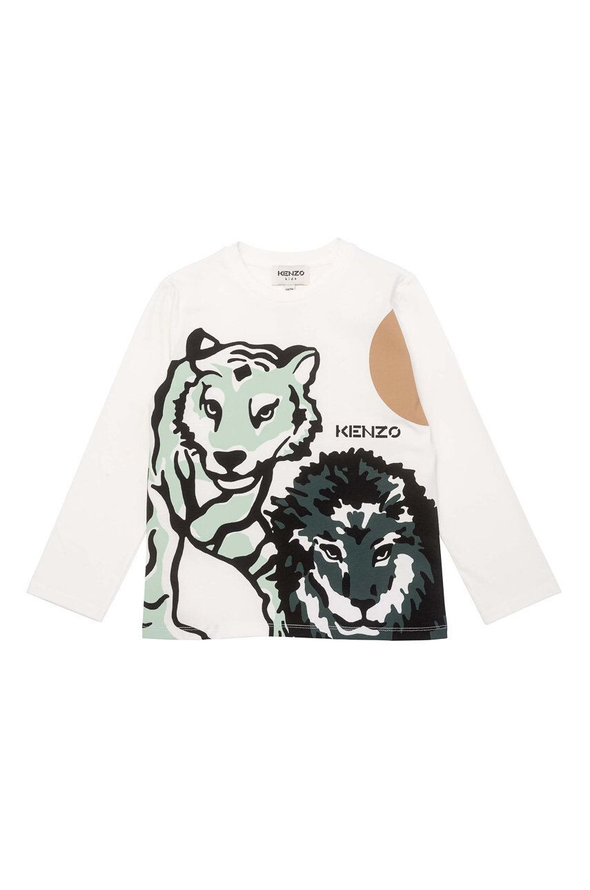 Kenzo kids Longsleeve copii culoarea crem cu imprimeu - Pled.ro