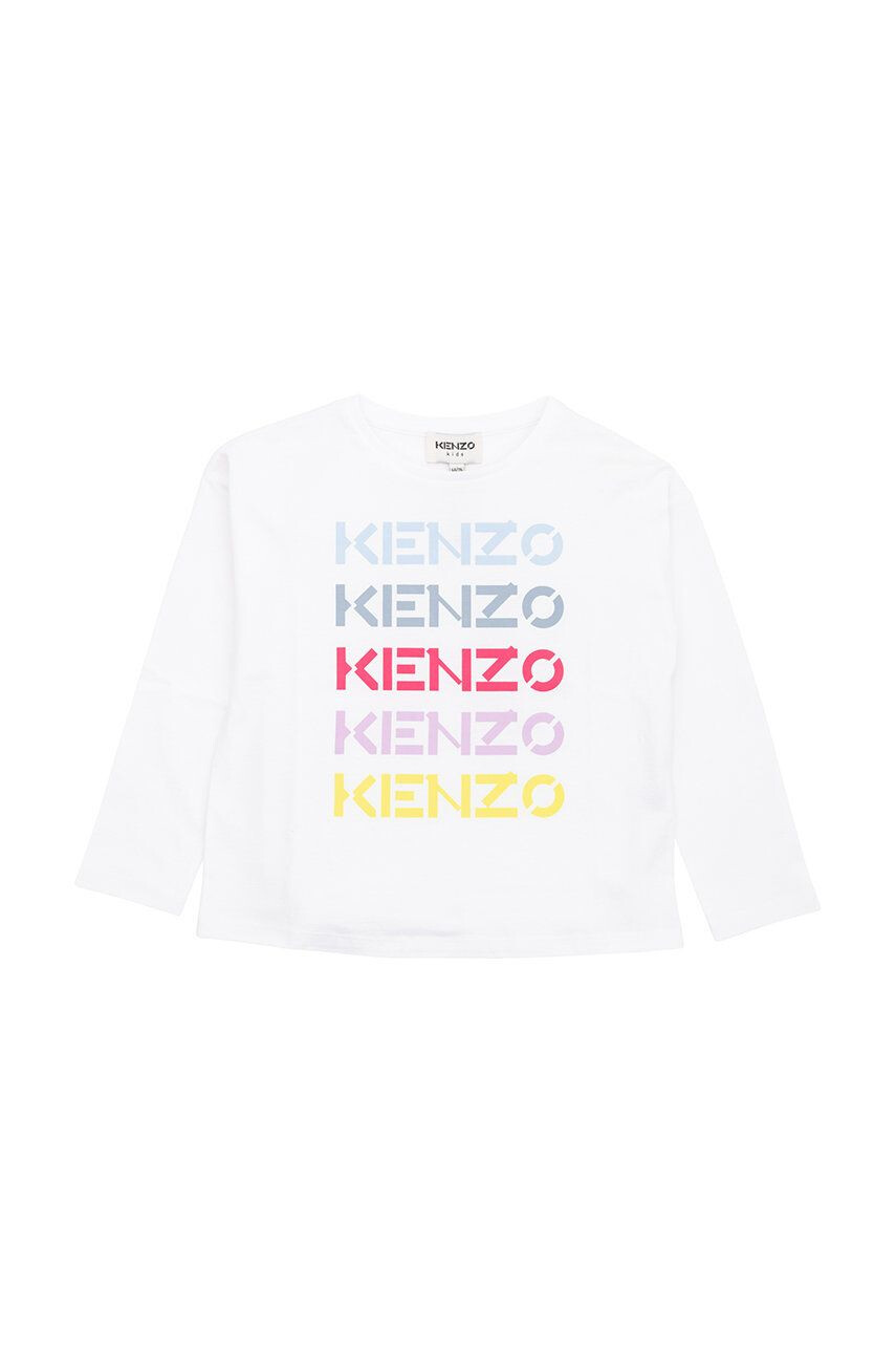 Kenzo kids longsleeve din bumbac pentru copii culoarea verde cu imprimeu - Pled.ro