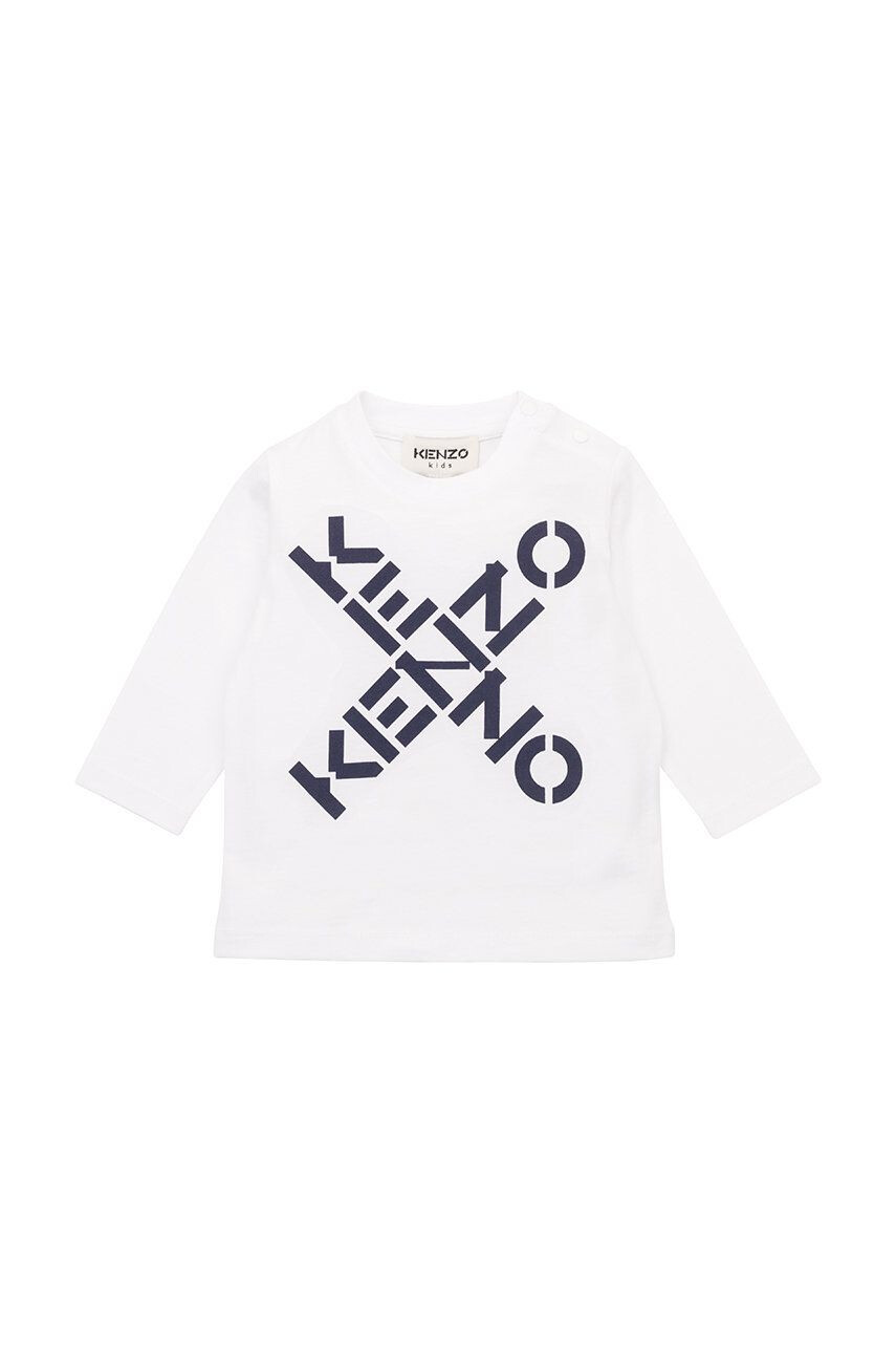 Kenzo kids longsleeve din bumbac pentru copii culoarea alb cu imprimeu - Pled.ro