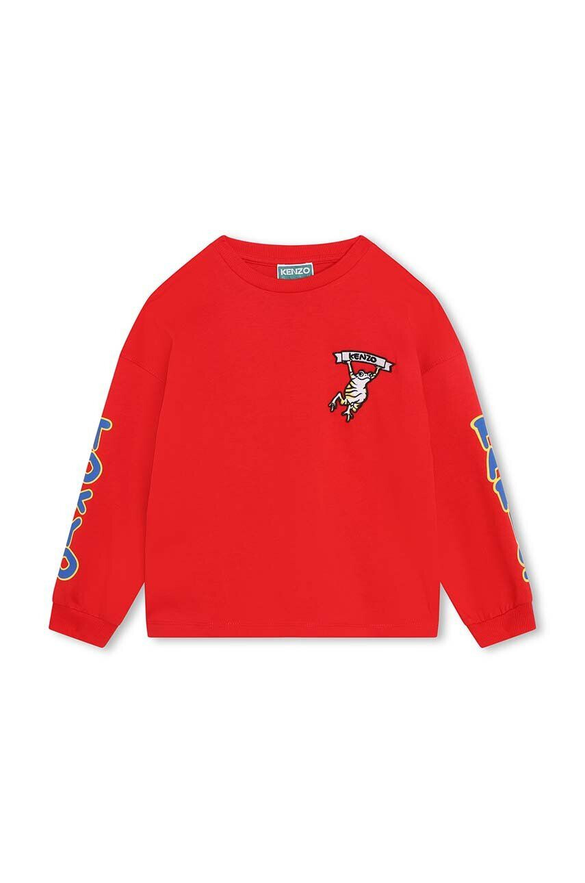 Kenzo kids longsleeve din bumbac pentru copii culoarea rosu cu imprimeu - Pled.ro