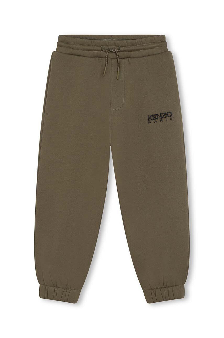 Kenzo kids pantaloni de trening pentru copii culoarea verde cu imprimeu - Pled.ro