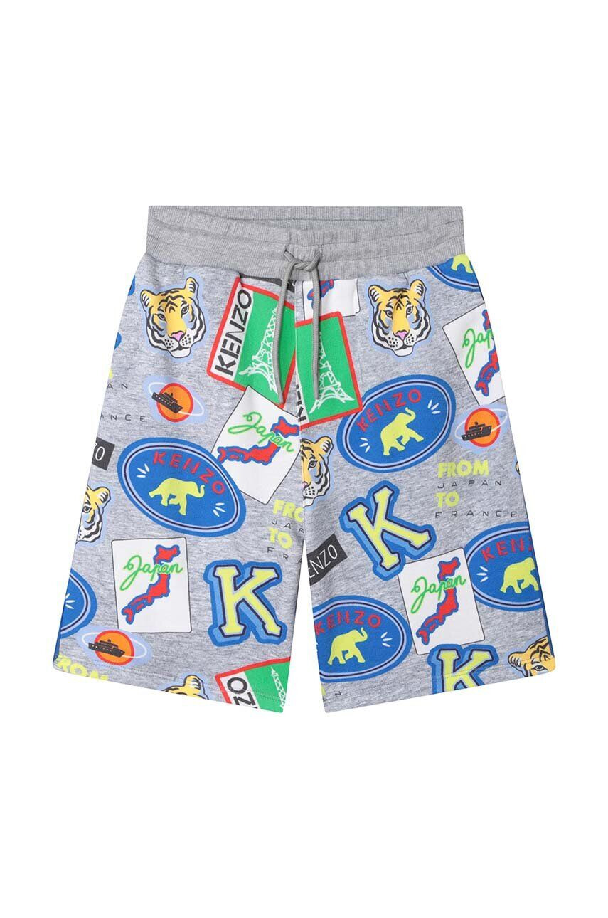 Kenzo kids pantaloni scurți din bumbac pentru copii culoarea gri - Pled.ro