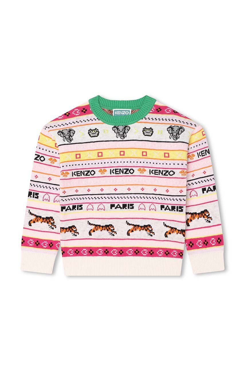 Kenzo kids pulover pentru copii din amestec de lana culoarea bej - Pled.ro