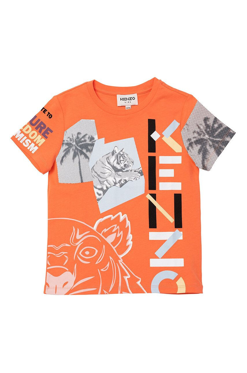 Kenzo kids tricou de bumbac pentru copii culoarea portocaliu - Pled.ro