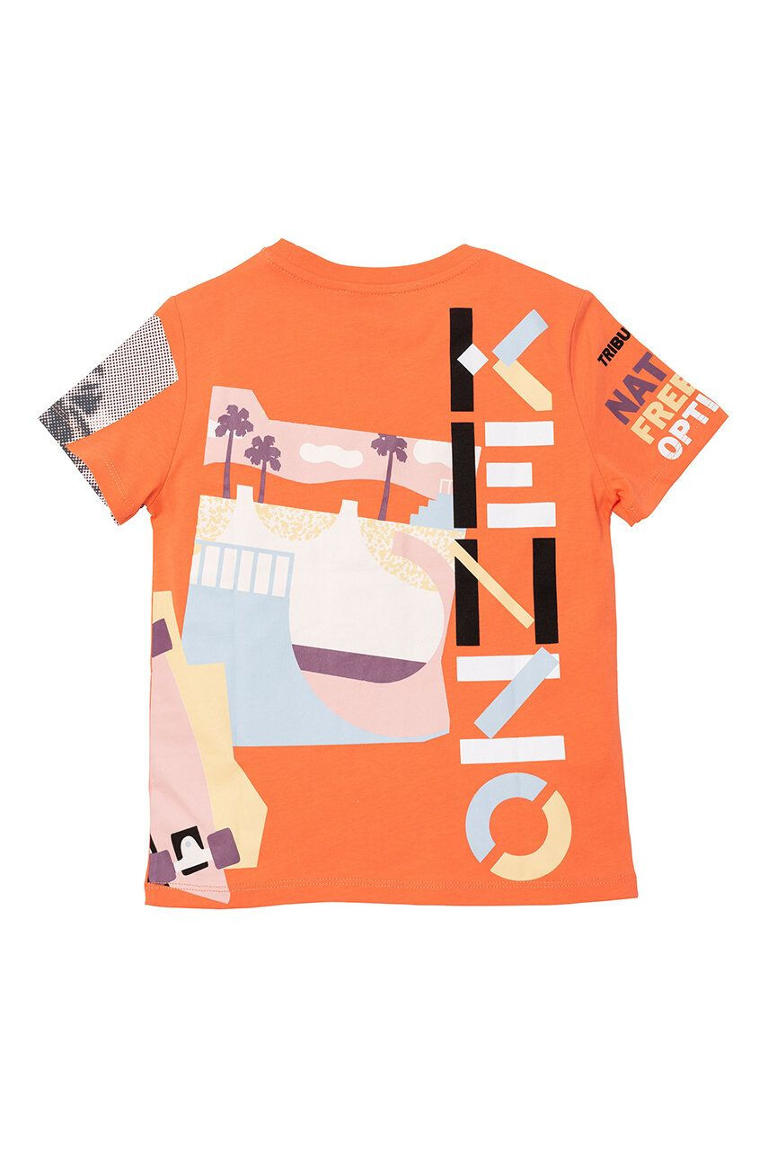 Kenzo kids tricou de bumbac pentru copii culoarea portocaliu - Pled.ro