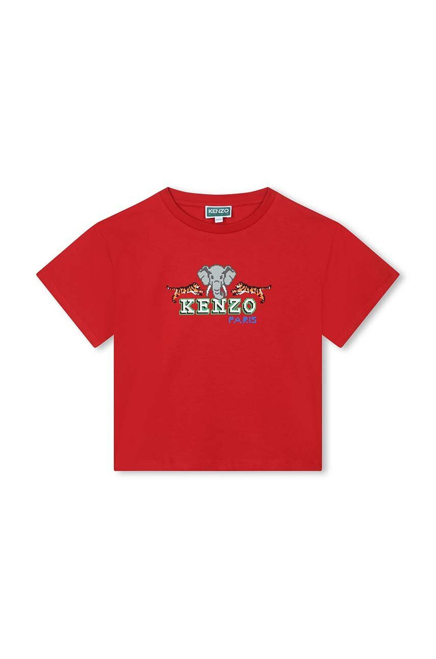 Kenzo kids tricou de bumbac pentru copii culoarea rosu cu imprimeu - Pled.ro