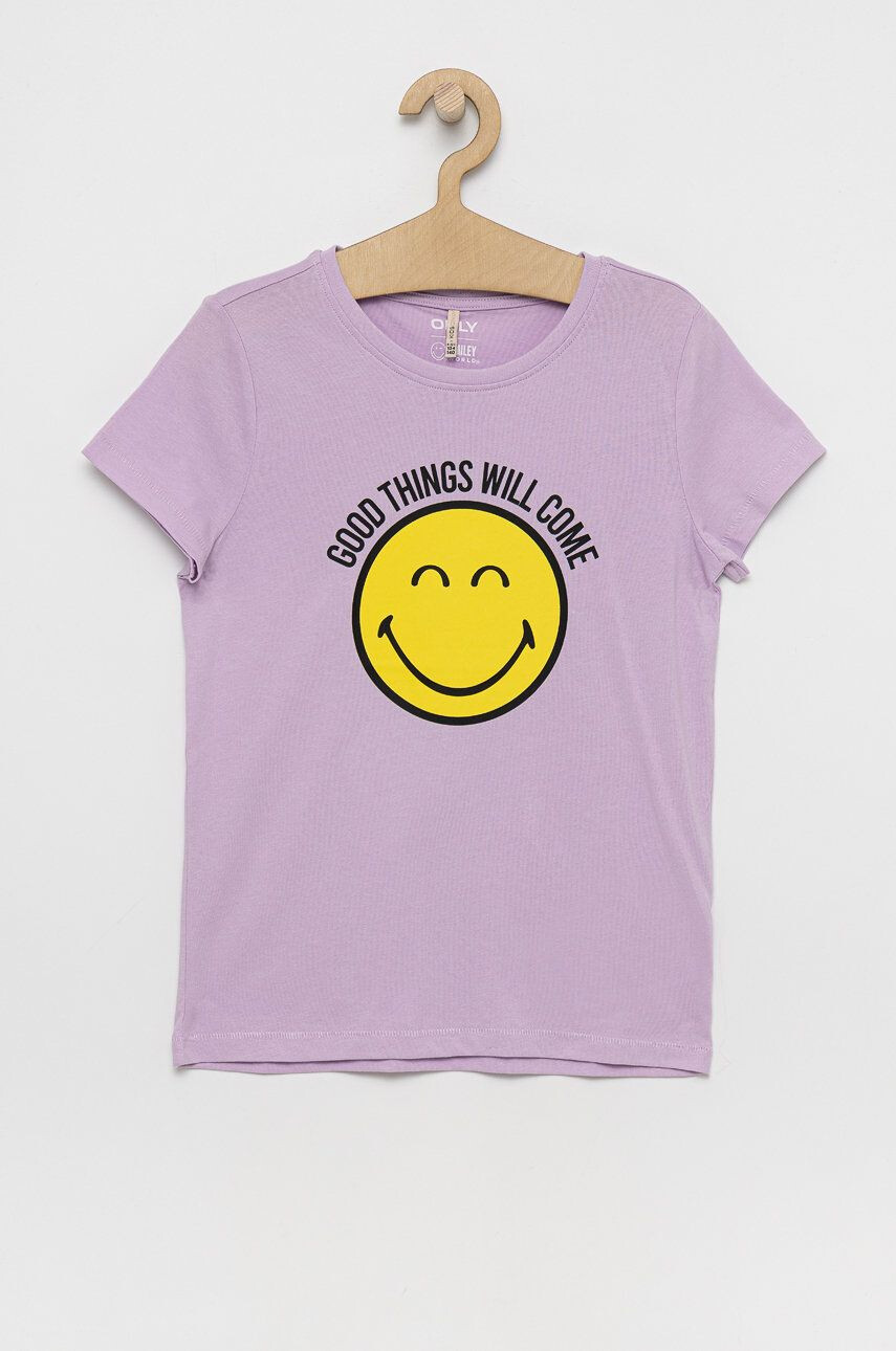 Kids Only Tricou de bumbac pentru copii x Smiley culoarea violet - Pled.ro