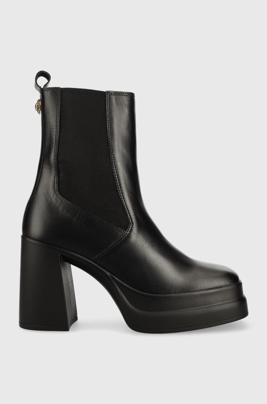 Kurt Geiger London ghete chelsea de piele Stomp Heeled Chelsea femei culoarea negru cu toc drept - Pled.ro