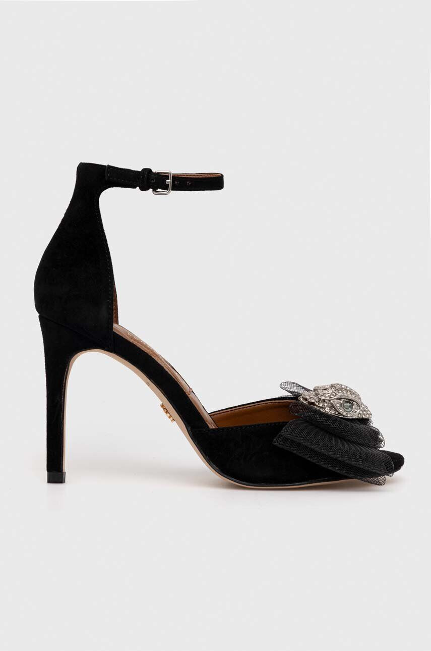 Kurt Geiger London sandale din piele intoarsa Kensington Bow Sandal culoarea negru 9989100209 - Pled.ro