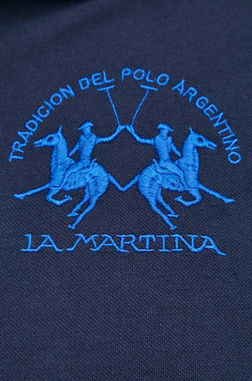 La Martina tricou polo barbati culoarea albastru marin cu imprimeu - Pled.ro