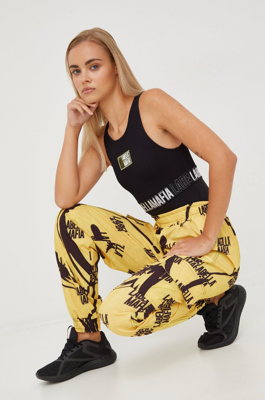 Labellamafia pantaloni femei culoarea galben modelator - Pled.ro