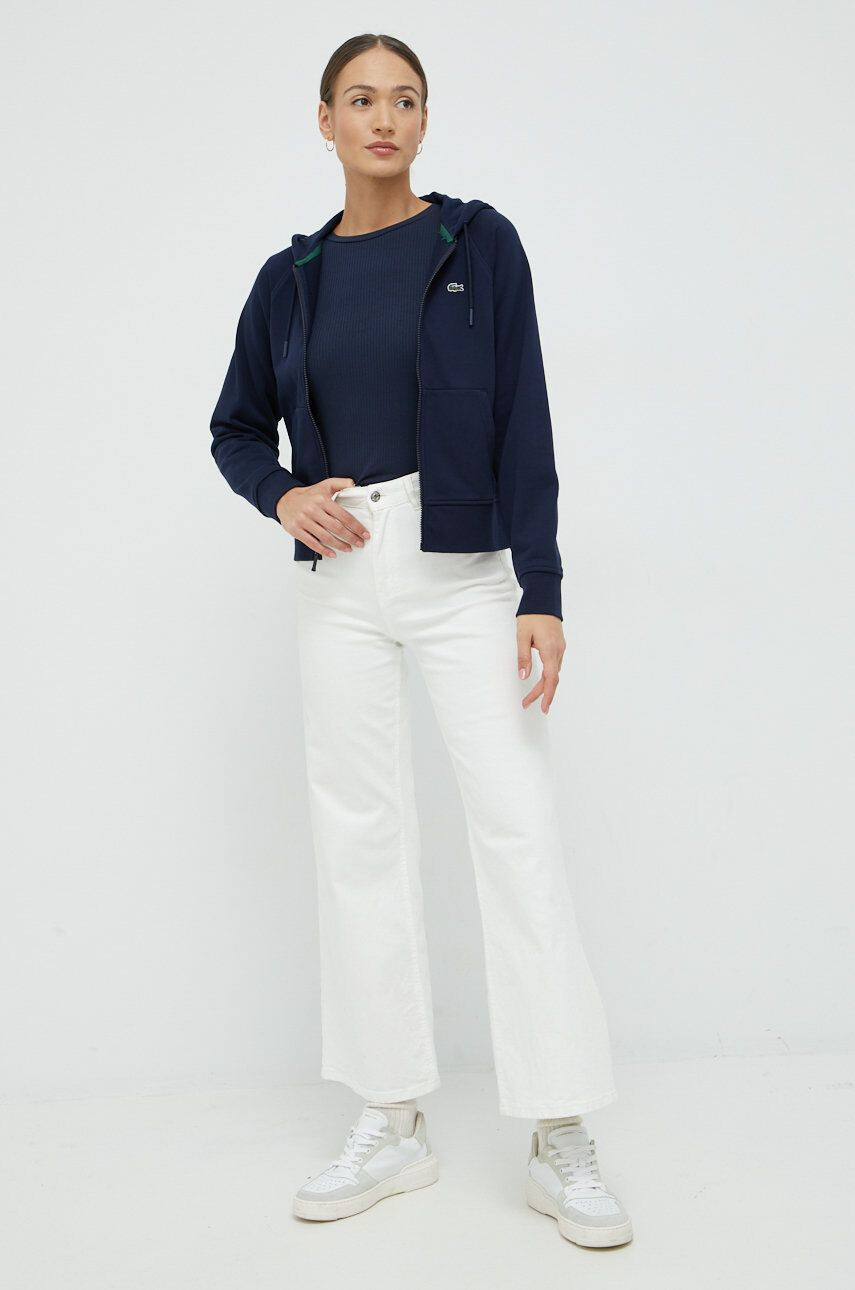 Lacoste bluza femei culoarea albastru marin neted - Pled.ro