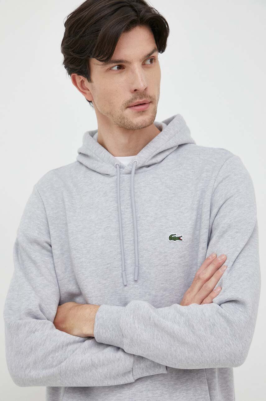 Lacoste bluză barbati culoarea gri cu glugă neted SH9623-031 - Pled.ro