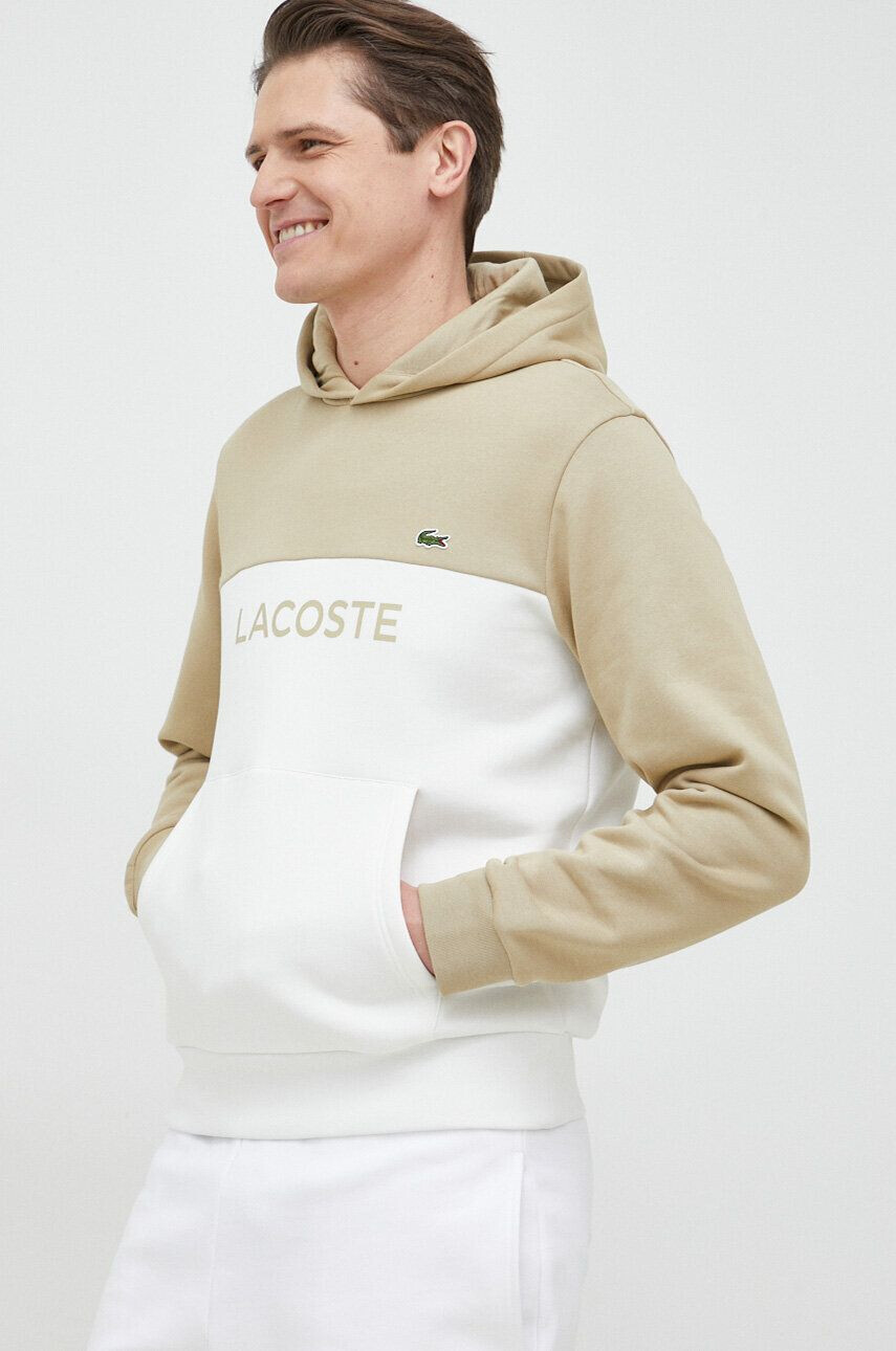 Lacoste bluza barbati culoarea verde cu glugă modelator - Pled.ro