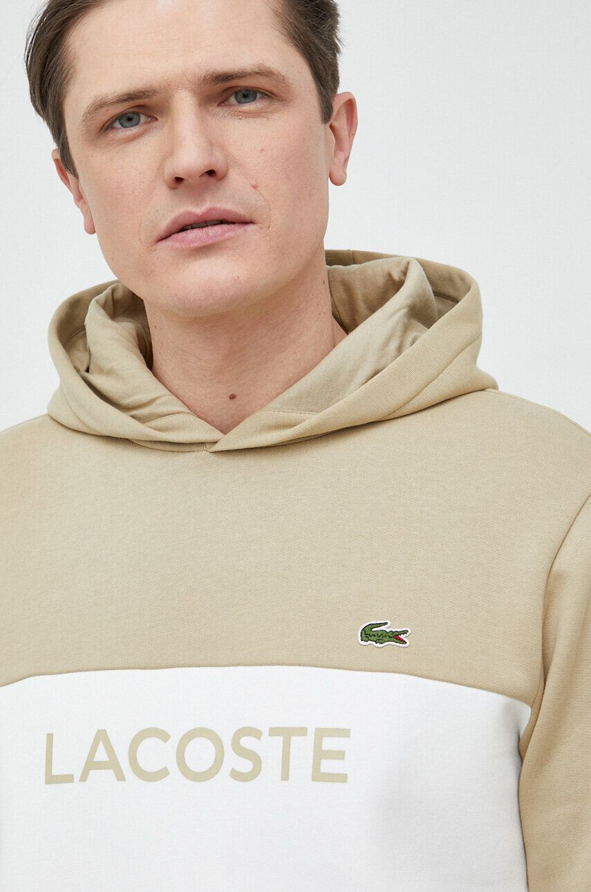 Lacoste bluza barbati culoarea verde cu glugă modelator - Pled.ro