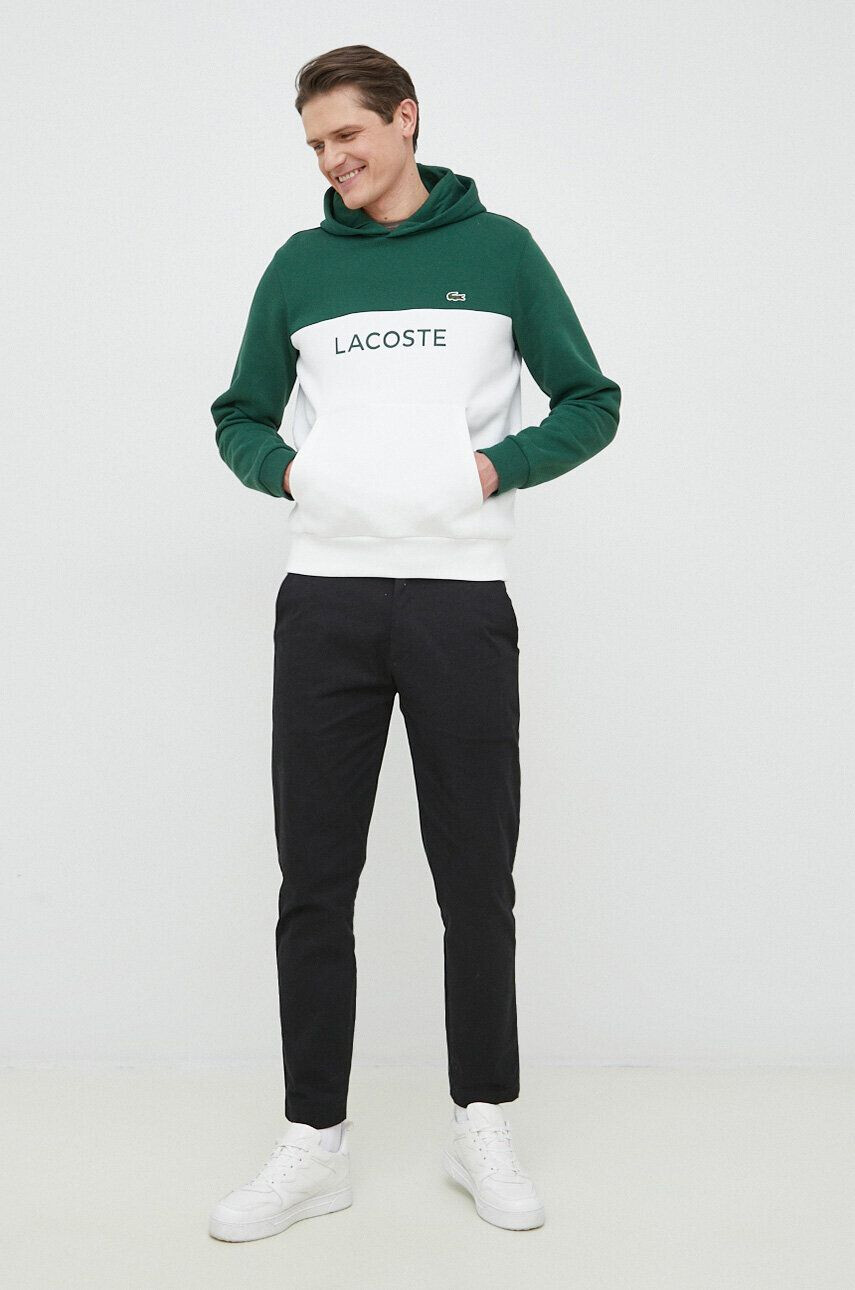 Lacoste bluza barbati culoarea verde cu glugă modelator - Pled.ro