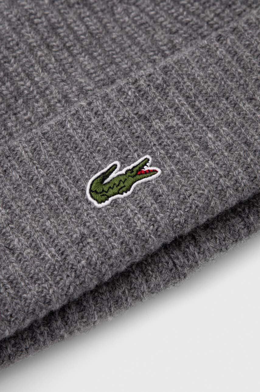 Lacoste caciula de lana culoarea gri de lana din tesatura neteda - Pled.ro