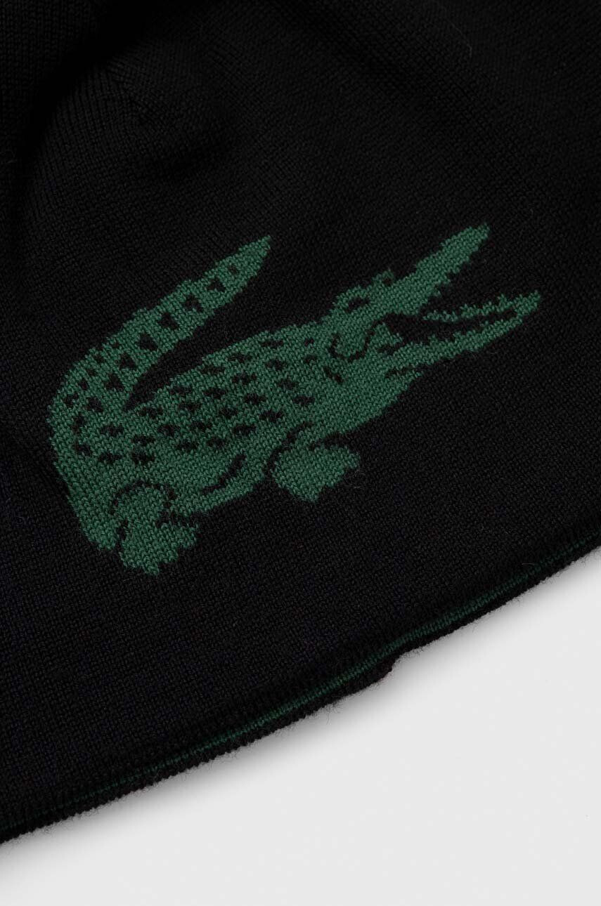 Lacoste caciula reversibila din lana culoarea negru de lana din tesatura neteda - Pled.ro