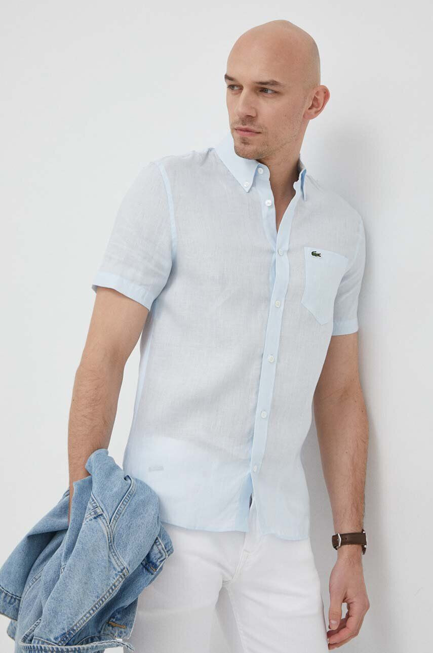 Lacoste camasa de in cu guler button-down regular - Pled.ro